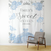 16 . Geburtstag Background Butterfly Dusty Blue Dr Wandteppich (Beispiel)