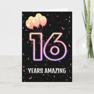 16. Geburtstag Ballons und Confetti Karte