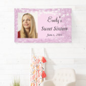 16 . Geburtstag, Bat Mitzvah, rosa Glitzer, kunden Banner