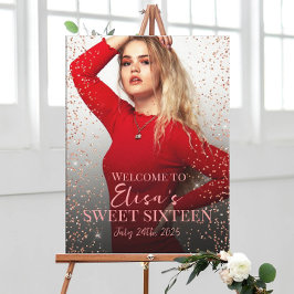 16 . Geburtstag Begrüßungsunterschrift mit Foto au Leinwanddruck