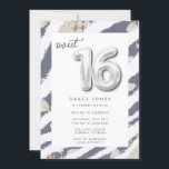 16 . Geburtstag Birthday Balloon Teen Girl's Party Einladung<br><div class="desc">Hübsch blau mit silber 16 Ballon Design 16 . Geburtstag Geburtstagsfeier Einladung. Fügen Sie Ihre Party-Details zu dieser Geburtstagsfeier hinzu,  die sich perfekt für Ihre Feier zum 16. Geburtstag eignet.</div>