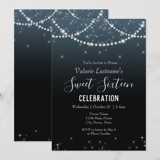 16 . Geburtstag Birthday Celebration Ombre Diamond (Vorne/Hinten)