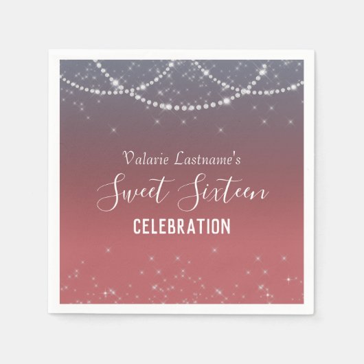 16 . Geburtstag Birthday Celebration Ombre Diamond Serviette (Vorderseite)