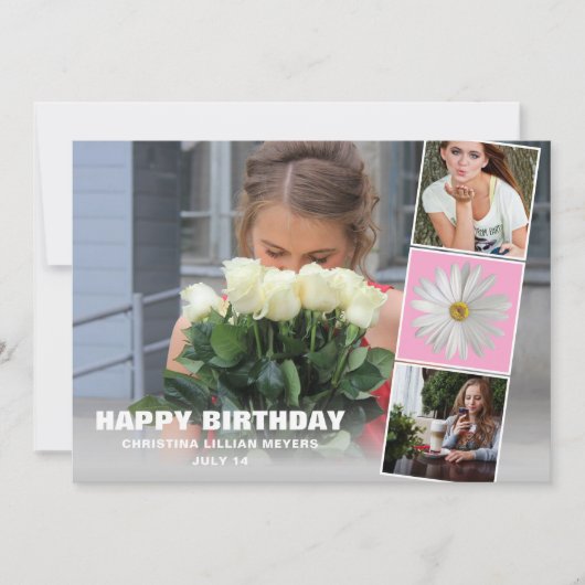 16 . Geburtstag Birthday Foto Collage Card (Vorderseite)