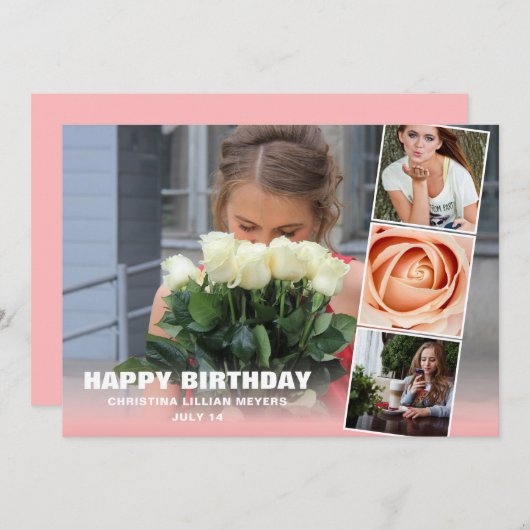 16 . Geburtstag Birthday Foto Collage Card (Vorne/Hinten)