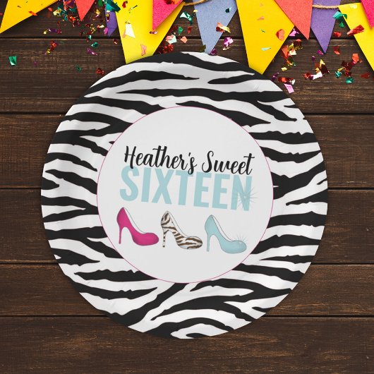 16 . Geburtstag Birthday Girly Pink Whimsical Chic Pappteller