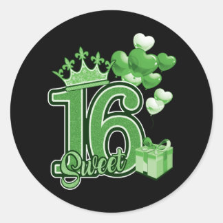16 . Geburtstag Birthday Green Runder Aufkleber