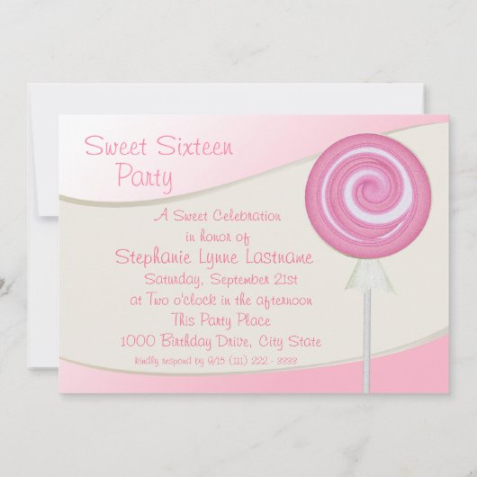 16 . Geburtstag Birthday Lollipop Einladung (Rückseite)