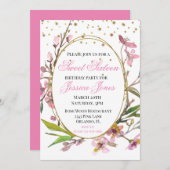 16 . Geburtstag Birthday Party Chic Cherry Blossom Einladung (Vorne/Hinten)