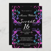 16 . Geburtstag Birthday Party Einladung Damask (Vorne/Hinten)