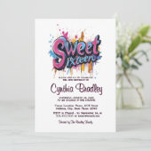 16 . Geburtstag Birthday Party I Graffiti Stil Einladung (Stehend Vorderseite)