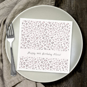 16 . Geburtstag Birthday Pink Gray Leopard Muster Serviette