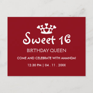 16 . Geburtstag Birthday Queen - Burgund Einladung