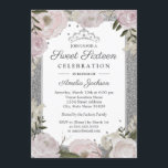 16 . Geburtstag Birthday Sparkle Pink Silver Flora Einladung<br><div class="desc">Hübscher 16 . Geburtstag Einladungen im Kleinen Bayleigh Store! Wir haben Kunstwerke von: www.createthecut.com</div>