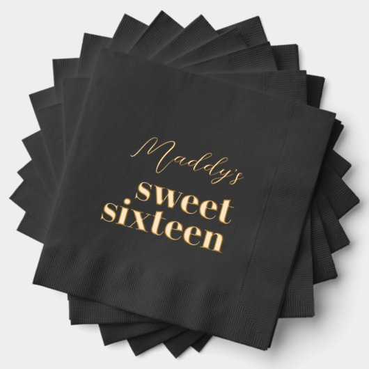 16 . Geburtstag Black and Gold Servietten Mit Folie (Insitu (Gestapelt))