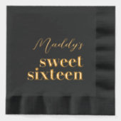 16 . Geburtstag Black and Gold Servietten Mit Folie (Vorderseite)
