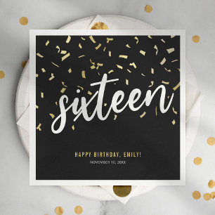 16 . Geburtstag Black Gold 16. Geburtstagsparty Serviette