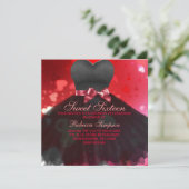 16 . Geburtstag Black & Red Dress/Herzeinladung Einladung (Stehend Vorderseite)