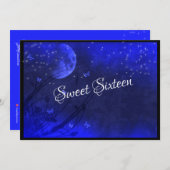 16 . Geburtstag, Blauer Mond, verzauberter Abend Einladung (Vorne/Hinten)
