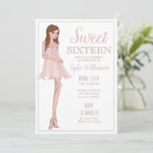 16 . Geburtstag Blonde Girl Birthday Einladung (Stehend Vorderseite)