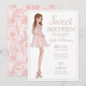 16 . Geburtstag Blonde Girl Birthday Einladung (Vorne/Hinten)