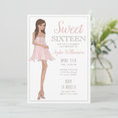 16 . Geburtstag Blonde Girl Birthday Einladung (Stehend Vorderseite)