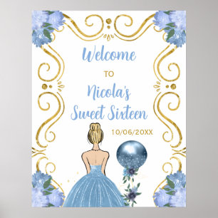 16 . Geburtstag Blonde Princess Blue Willkommen Poster