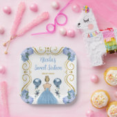 16 . Geburtstag Blonde Princess in Dusty Blue Pappteller (Party)