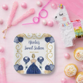 16 . Geburtstag Blonde Princess in Navy Blue Pappteller (Party)