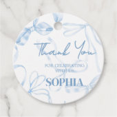 16 . Geburtstag Blue Bow Birthday Party Geschenkanhänger (Vorderseite)