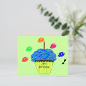 16. Geburtstag Blue Cupcake Candy Bits Einladung (Stehend Vorderseite)