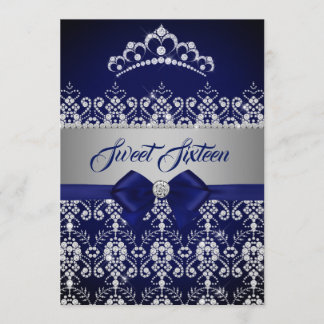 16 . Geburtstag Blue Navy Sparkle Diamond Tiara Bo Einladung
