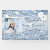 16 . Geburtstag Blue White Winter Wonderland Snow Banner (Horizontal)