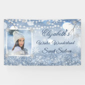 16 . Geburtstag Blue White Winter Wonderland Snow Banner (Horizontal)