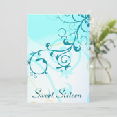 16 . Geburtstag Blue Wirbel 16. Party Einladung (Stehend Vorderseite)