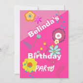 16. Geburtstag Blumenkohl Blume Rosa Einladung (Vorderseite)