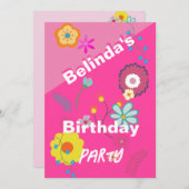 16. Geburtstag Blumenkohl Blume Rosa Einladung (Vorne/Hinten)