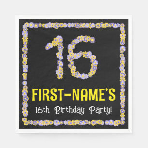 16. Geburtstag: Blumennummer, Individuelle Name, B Serviette
