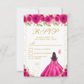 16 . Geburtstag - Blütendruckerin in heißen Rosa RSVP Karte (Vorderseite)