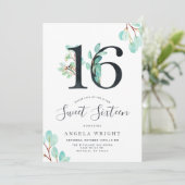 16 . Geburtstag | Botanischer Tag Einladung (Stehend Vorderseite)