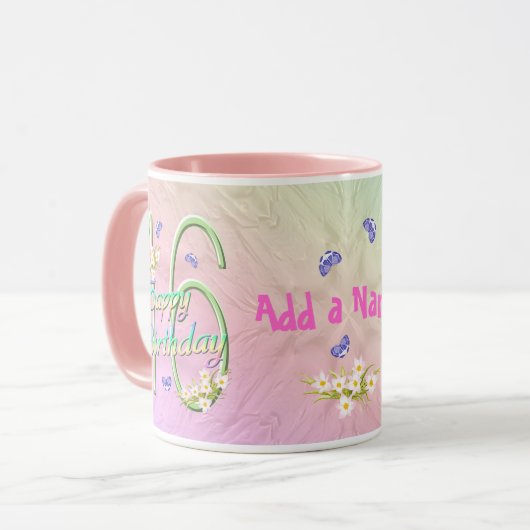 16. Geburtstag Butterfly Garden Tasse (Vorderseite Links)