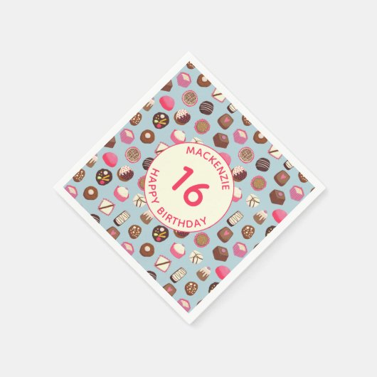 16 . Geburtstag Chocolate Candy Birthday Serviette (Ecke)