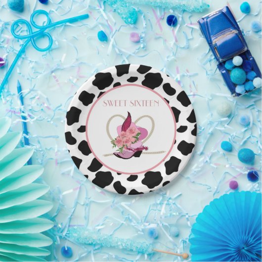 16. GEBURTSTAG-Cowgirlgeburtstag Pappteller (Party)