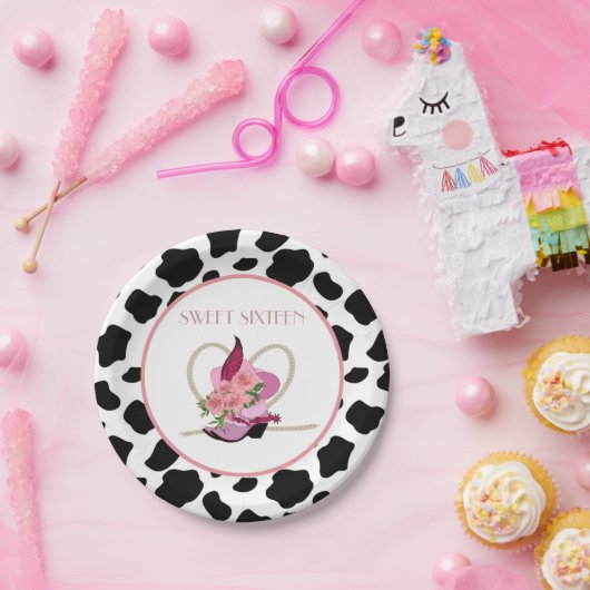 16. GEBURTSTAG-Cowgirlgeburtstag Pappteller (Party)