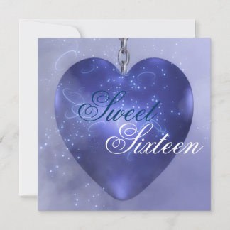 16 . Geburtstag Dark Blue Heart Birthday Einladung
