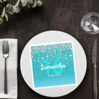 16. Geburtstag Diamanten Glitzer auf aquamarin bla
