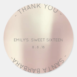 16 . Geburtstag Diamond Pink Rose Pearly Champlain Runder Aufkleber
