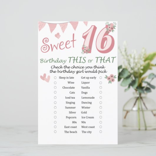 16. Geburtstag Dieses oder jenes Spiel (Stehend Vorderseite)