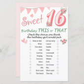 16. Geburtstag Dieses oder jenes Spiel (Vorne/Hinten)