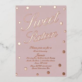 16 . Geburtstag Dots Blush Gold gepresst Folieneinladung
